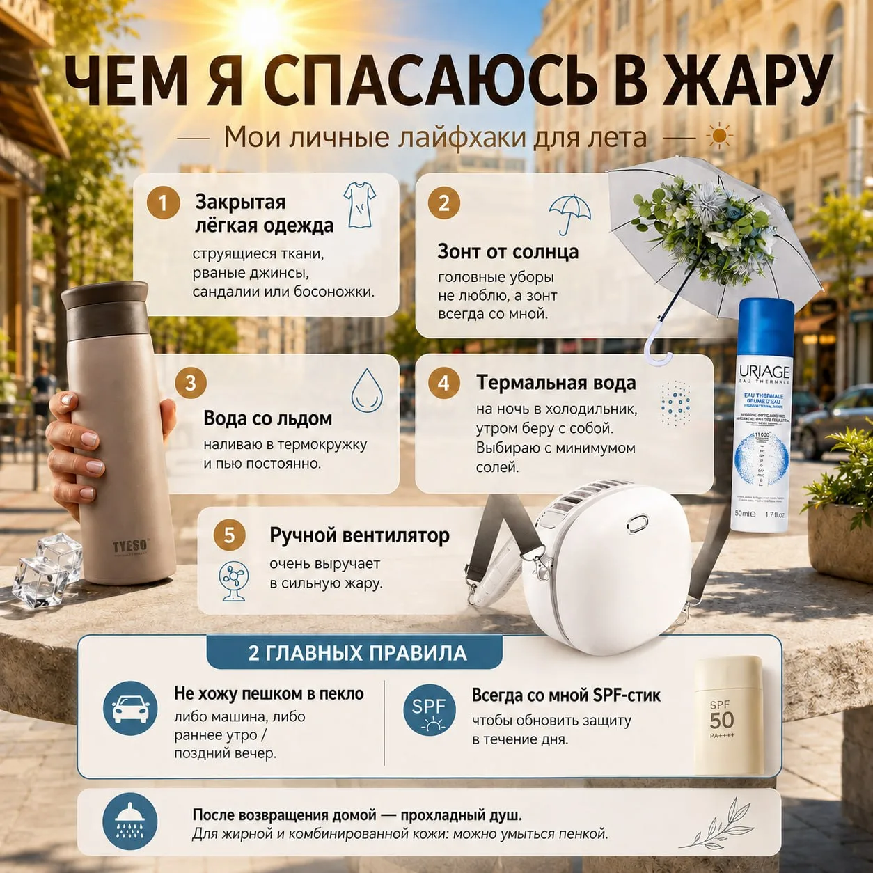 🅰️ ЧЕМ Я СПАСАЮСЬ В ЖАРУ ☀️🔥

Начну с того, что я очень плохо переношу жару. 
Мне физически тяжело
