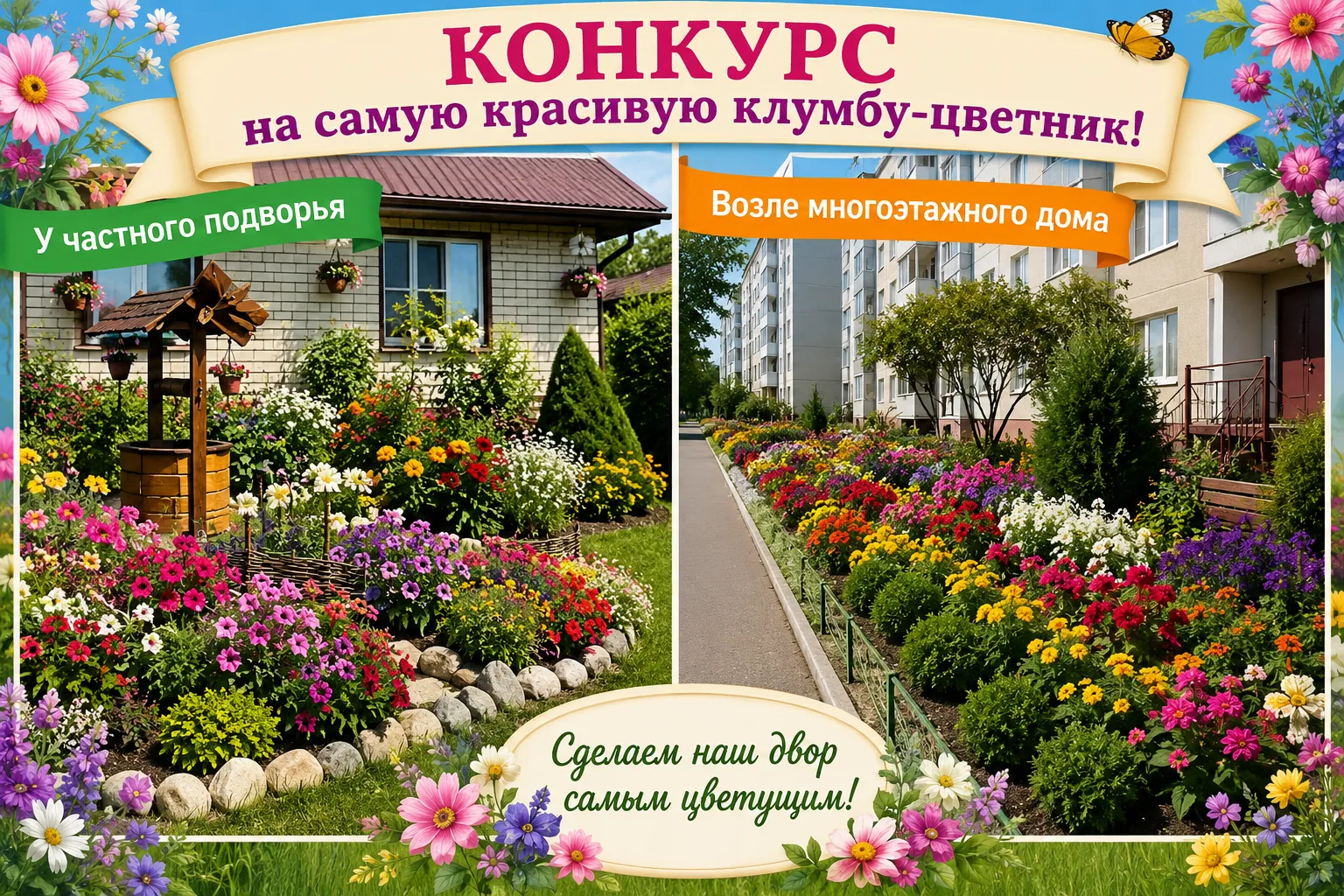 🌷 Цветущий МАХ   Объявляем конкурс на самую красивую клумбу-цветник у частного подворья и возле мног