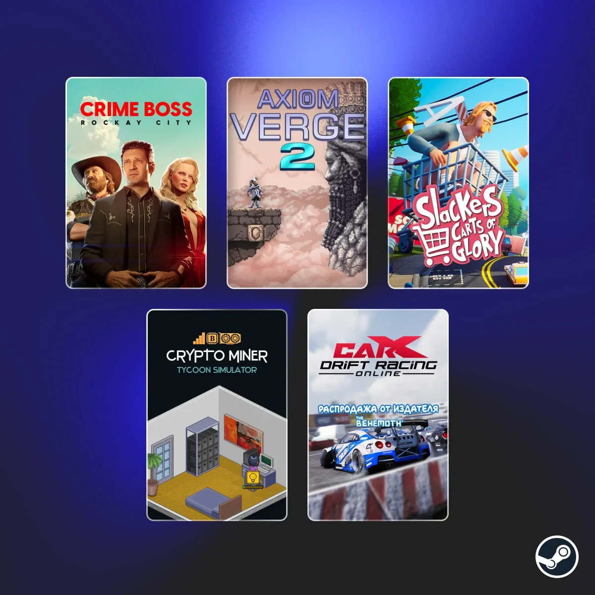 В Steam стартовали ежедневные скидки

Скидку в 90% получила Crime Boss: Rockay City, скидка 50% на A