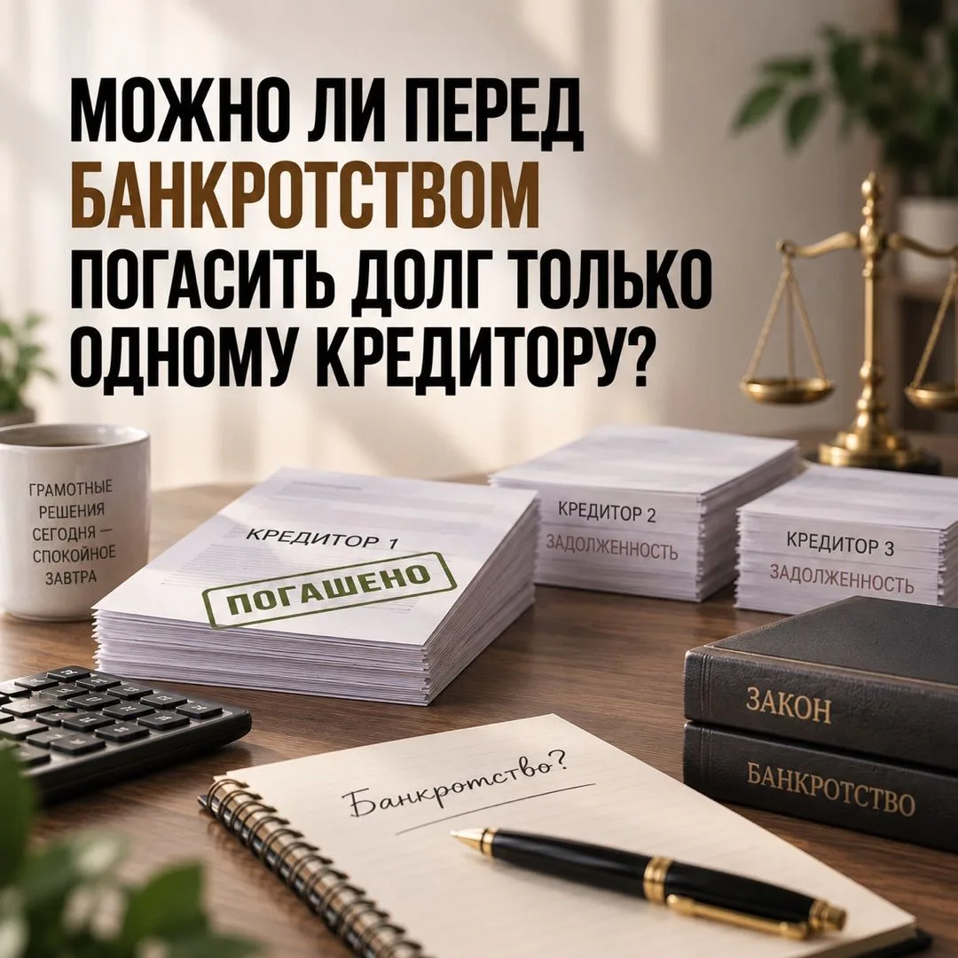 МОЖНО ЛИ ПЕРЕД БАНКРОТСТВОМ ПОГАСИТЬ ДОЛГ ТОЛЬКО ОДНОМУ КРЕДИТОРУ? ⚠️