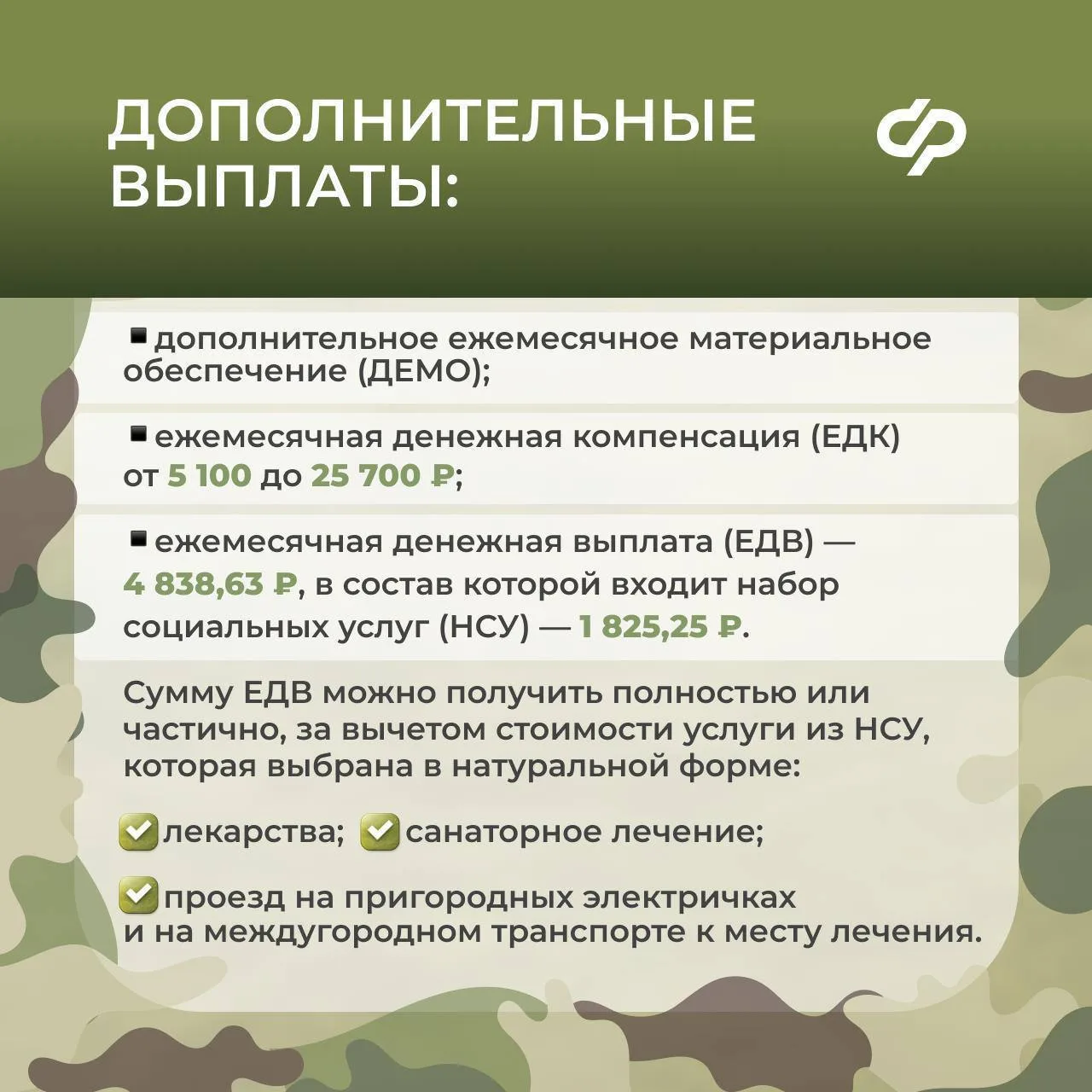❗️ Меры поддержки участникам СВО   Отделение СФР по Амурскрй области предоставляет 28 мер социальной