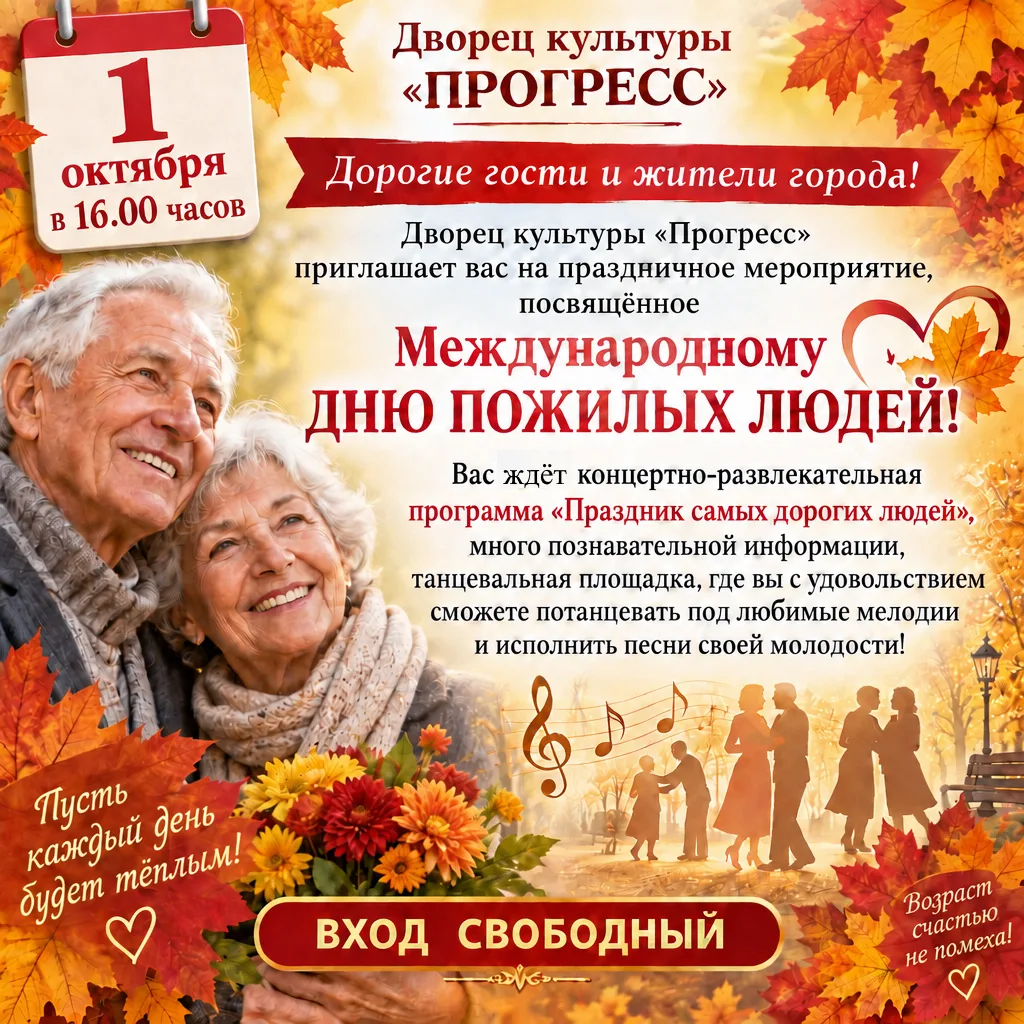 Дворец культуры «Прогресс» приглашает вас на праздничное мероприятие, посвящённое Между...