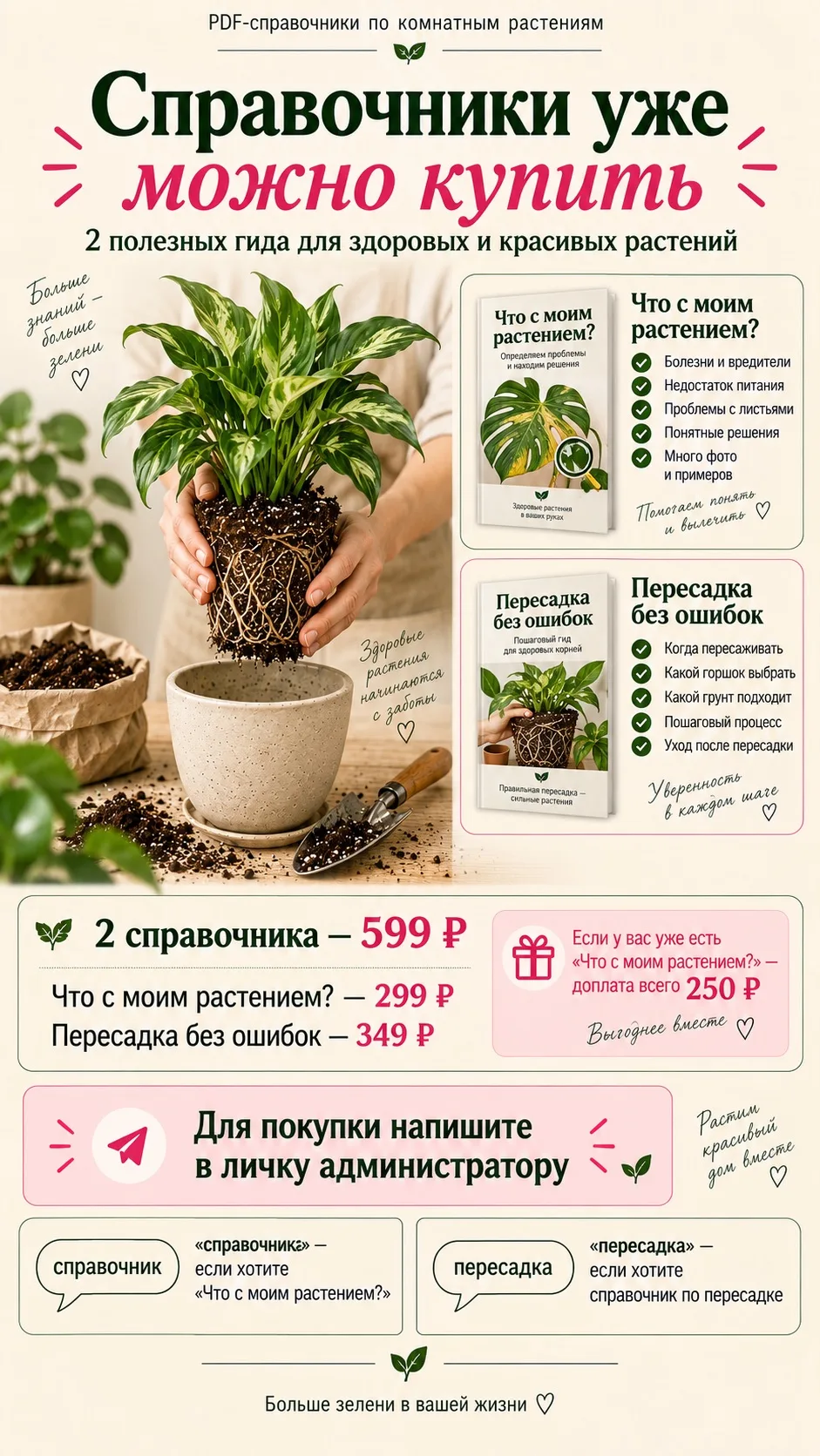 Напоминаю про наши PDF-справочники по комнатным растениям🪴