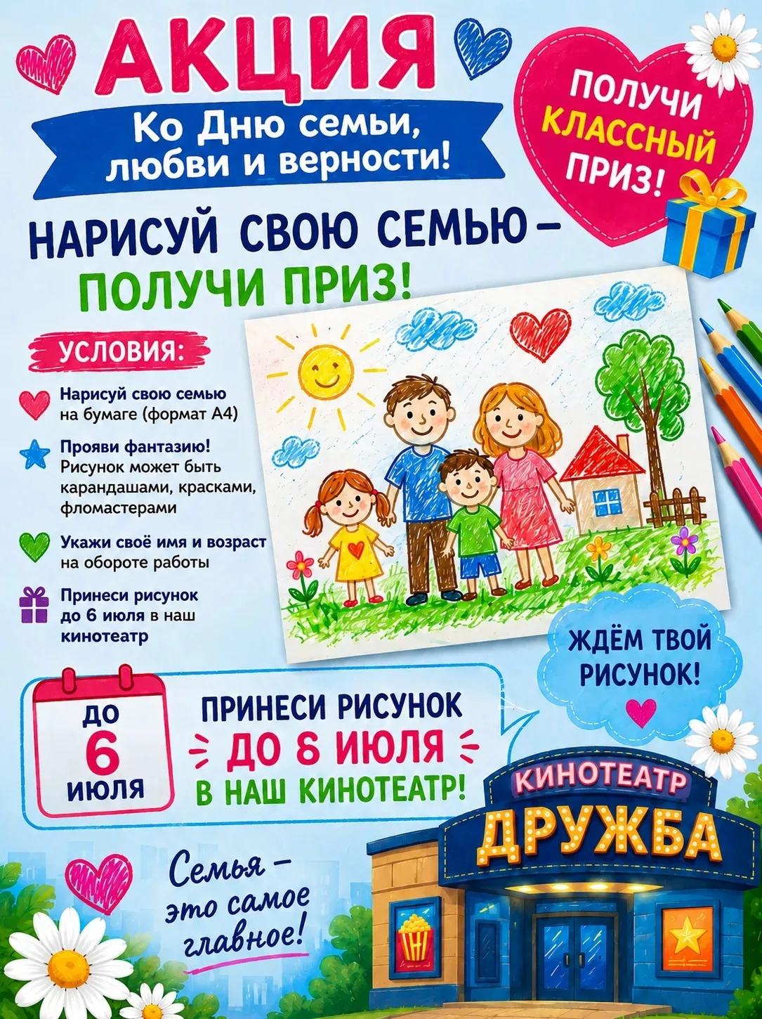 🎨 Дорогие друзья! Приглашаем юных художников принять участие в ТВОРЧЕСКОЙ АКЦИИ, посвя...