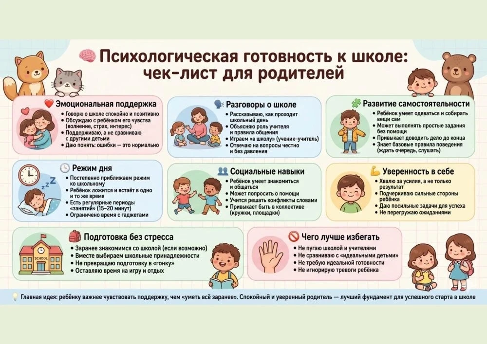 Психологическая готовность к школе: чек-лист для родителей