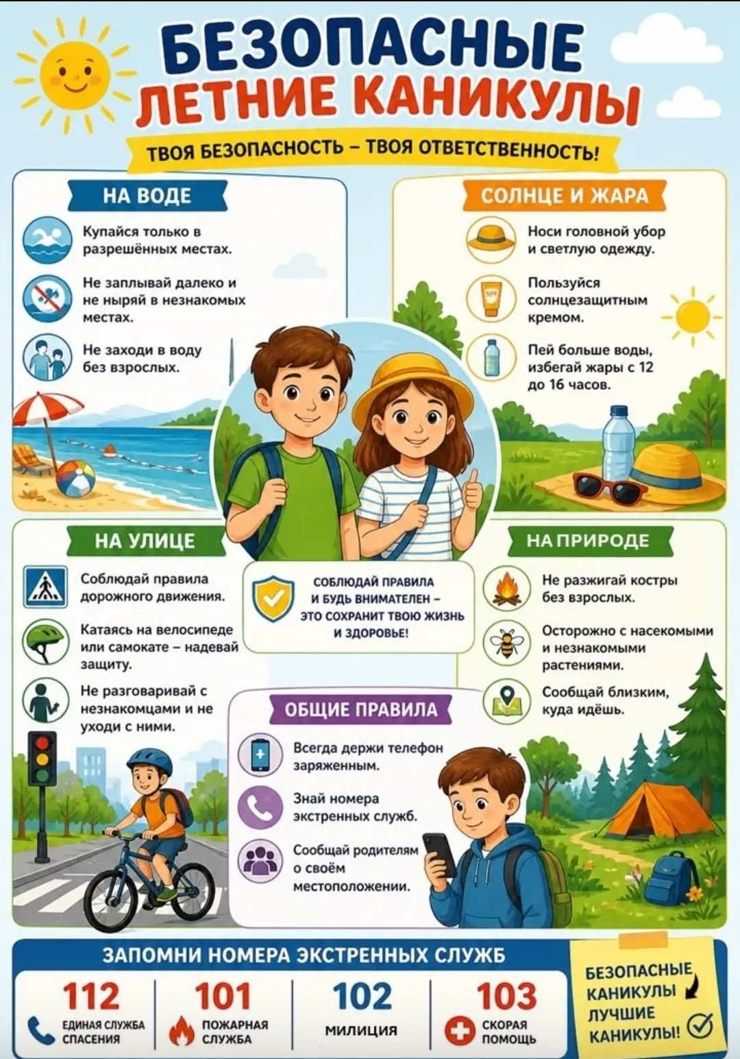 🛡Азбука безопасности: как провести лето без происшествий

🌞Лето — время приключений, но чтобы они 