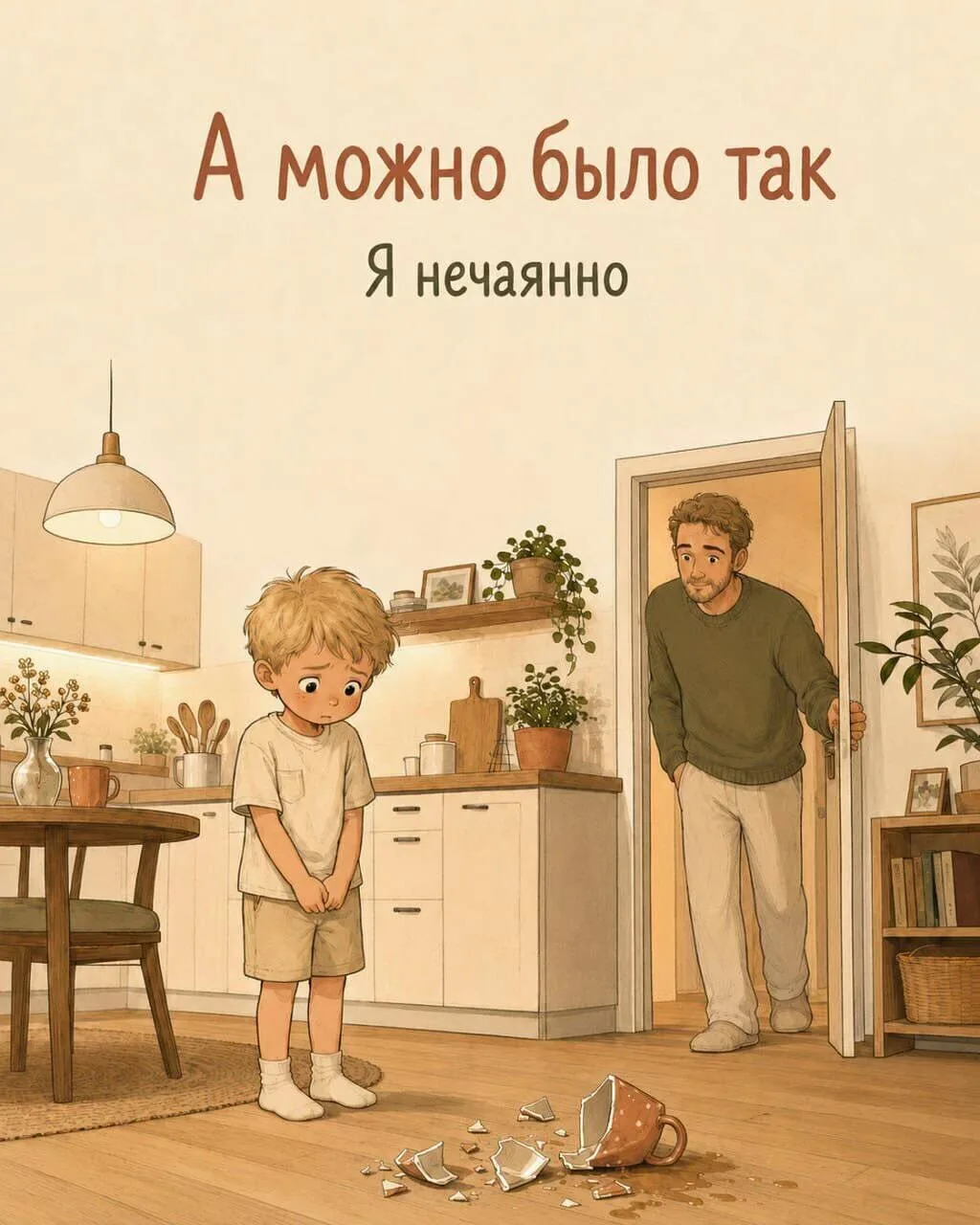 Добрый день, уважаемые участники группы 🤗 
😱 Ребёнок разбил кружку… и замер от страха. 🥺  
В этот