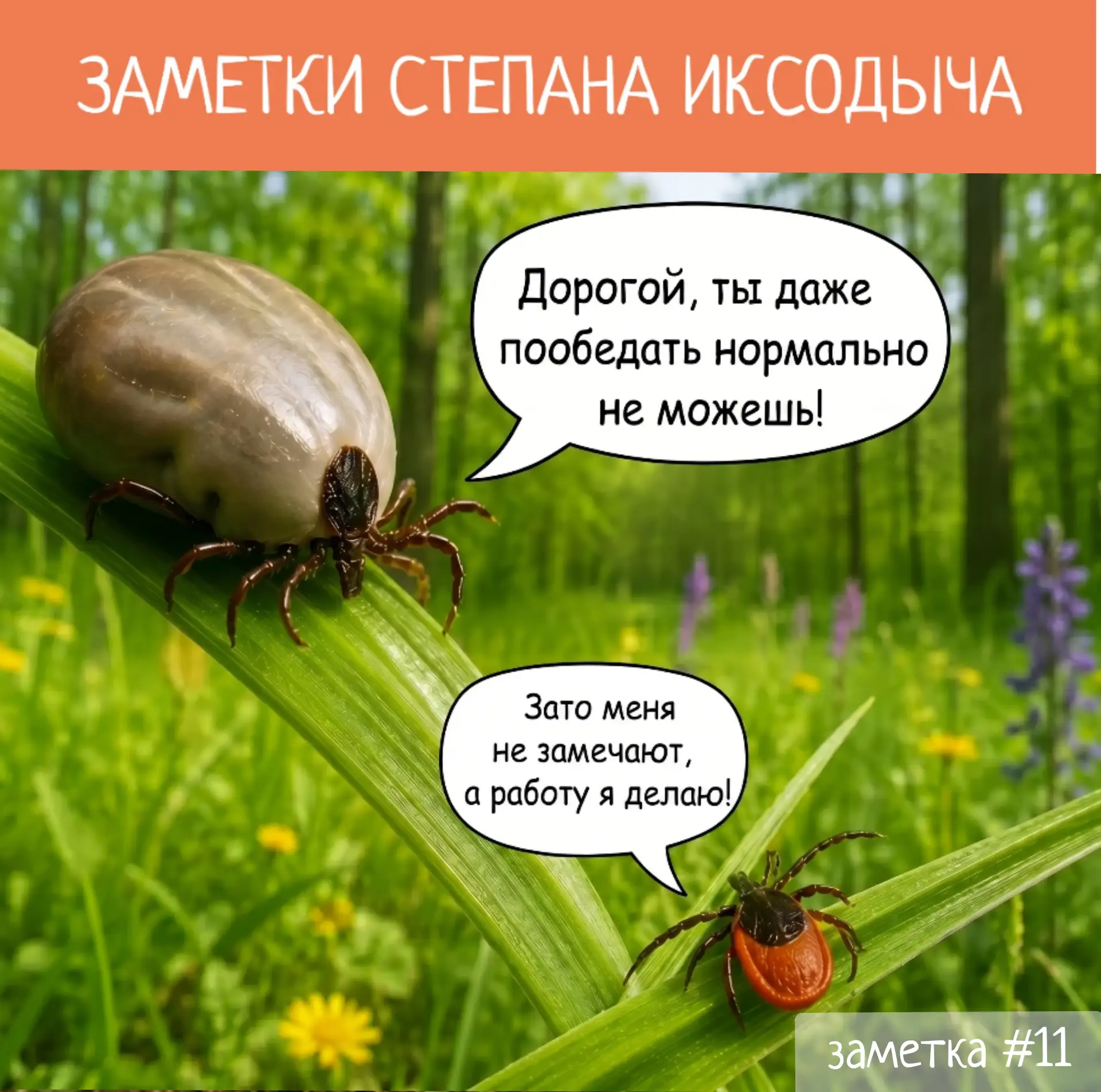 🕷️ Заметка #11 
  
Приветствую, мои теплокровные! Степан Иксодыч снова с вами. 
  
В прошлый раз я 