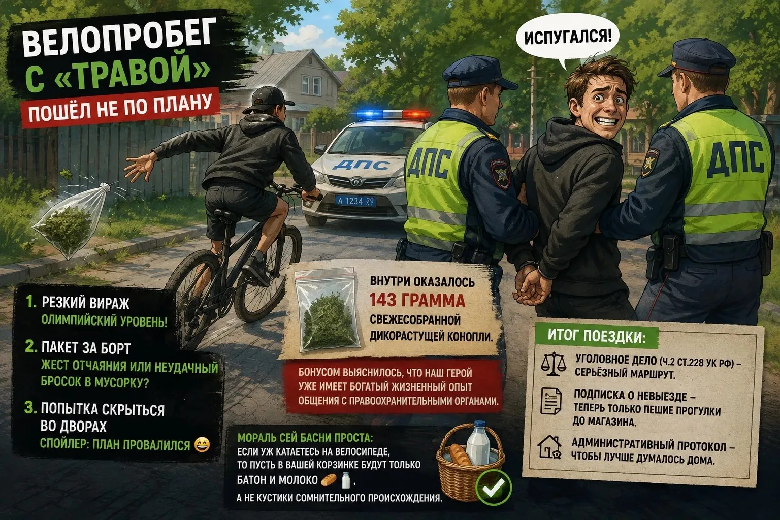 Велопробег с «травой» пошёл не по плану 🚴‍♂️💨