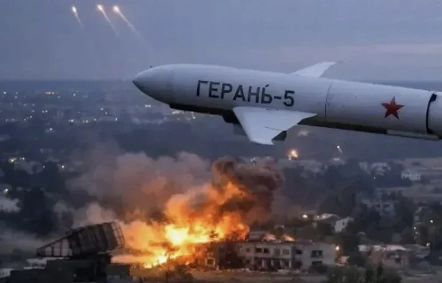 Кадры удара новой модификации «Герани-5» по международному автомобильному пункту пропус...