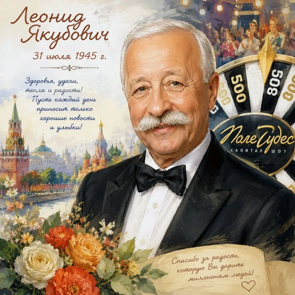 🎂 Сегодня Леониду Якубовичу — 81 год! 🎂

31 июля 1945 года в Москве родился Леонид Аркадьевич Якуб