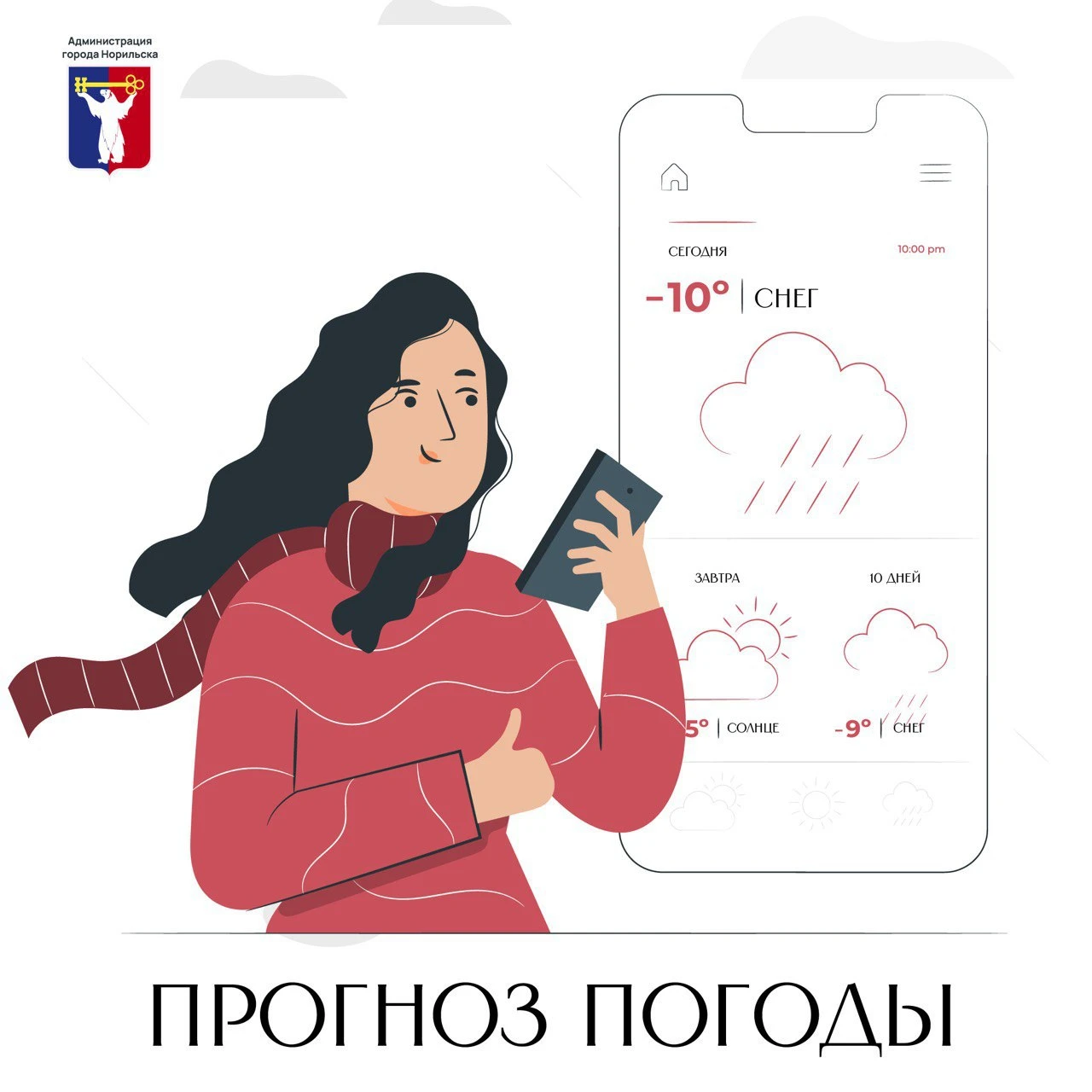 Уточнение специализированного прогноза погоды по Норильскому промышленному району с 07:...
