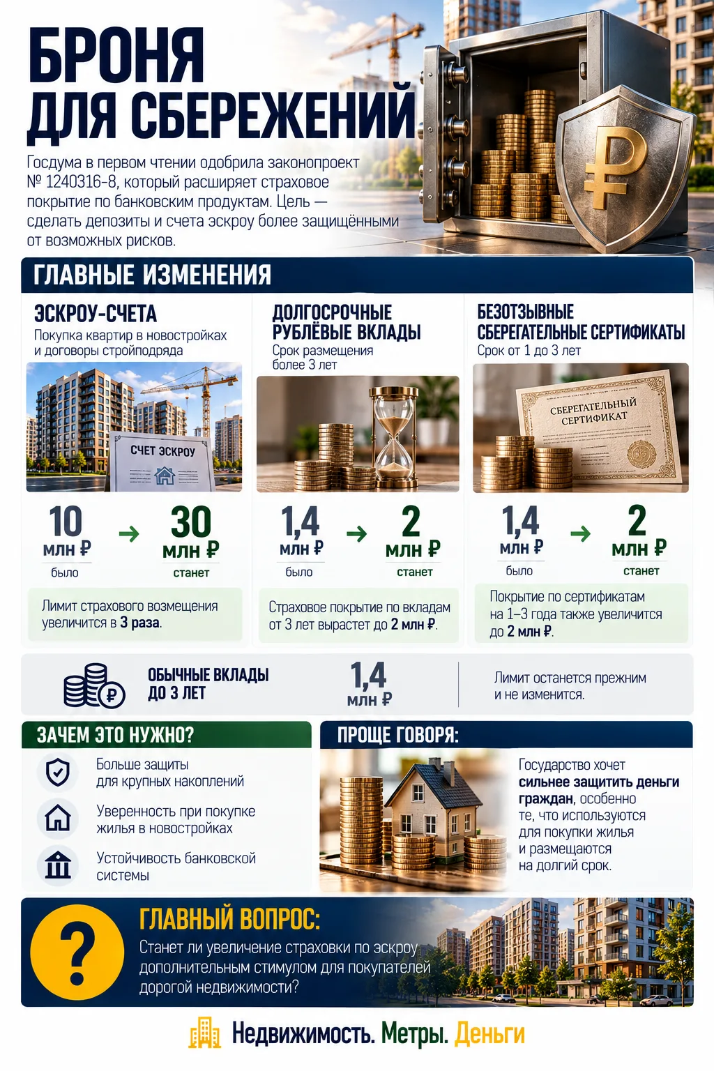БРОНЯ ДЛЯ СБЕРЕЖЕНИЙ: ЭСКРОУ ЗАСТРАХУЮТ ДО 30 МЛН ₽