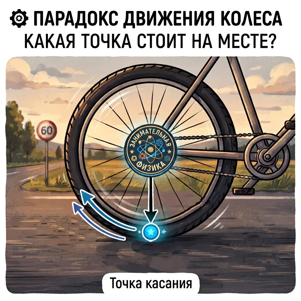 ⚙️ ПАРАДОКС ДВИЖЕНИЯ КОЛЕСА: КАКАЯ ТОЧКА СТОИТ НА МЕСТЕ?

Время для нашей традиционной интерактивной