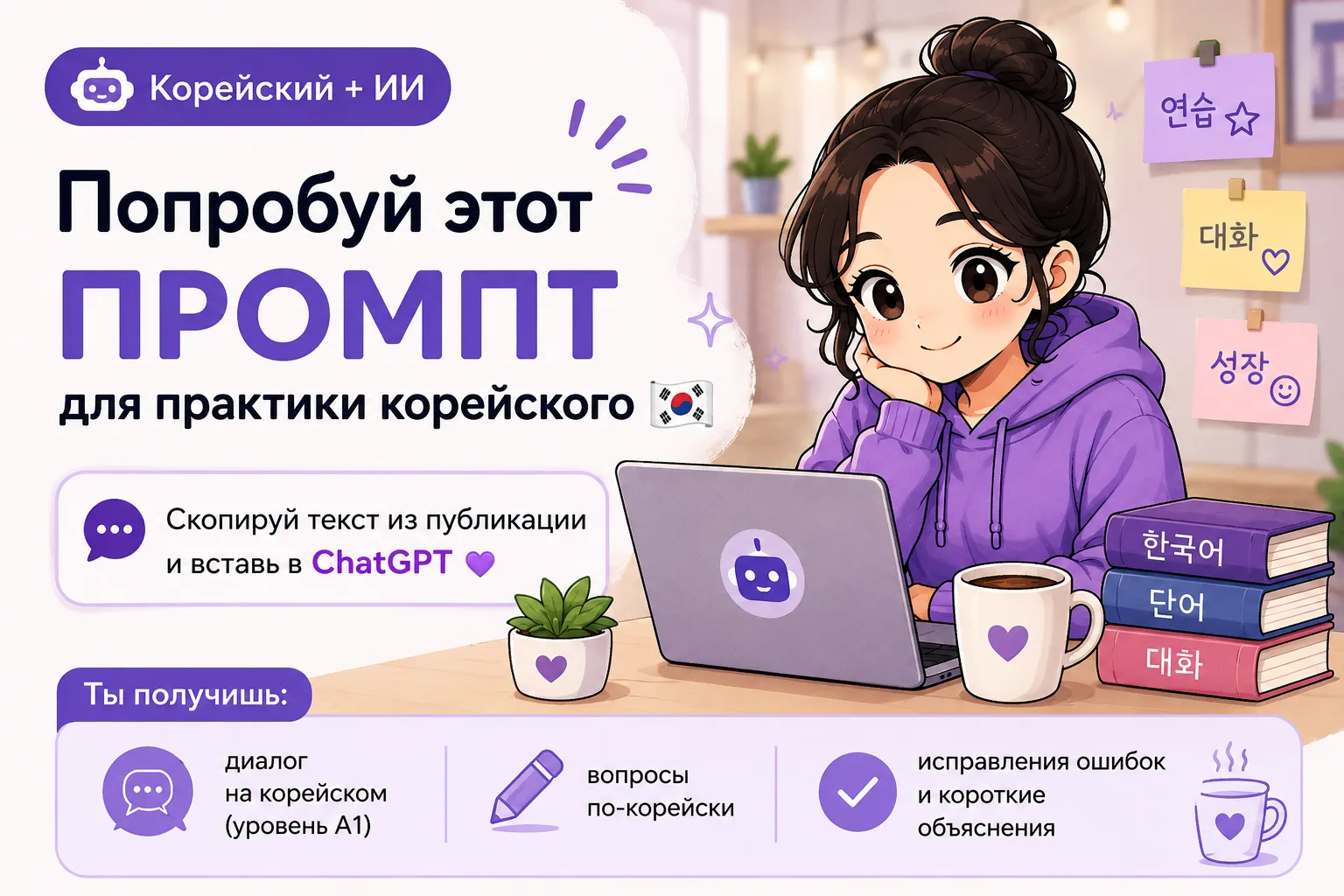 🤖 Попробуй этот промпт, если учишь корейский! 🇰🇷