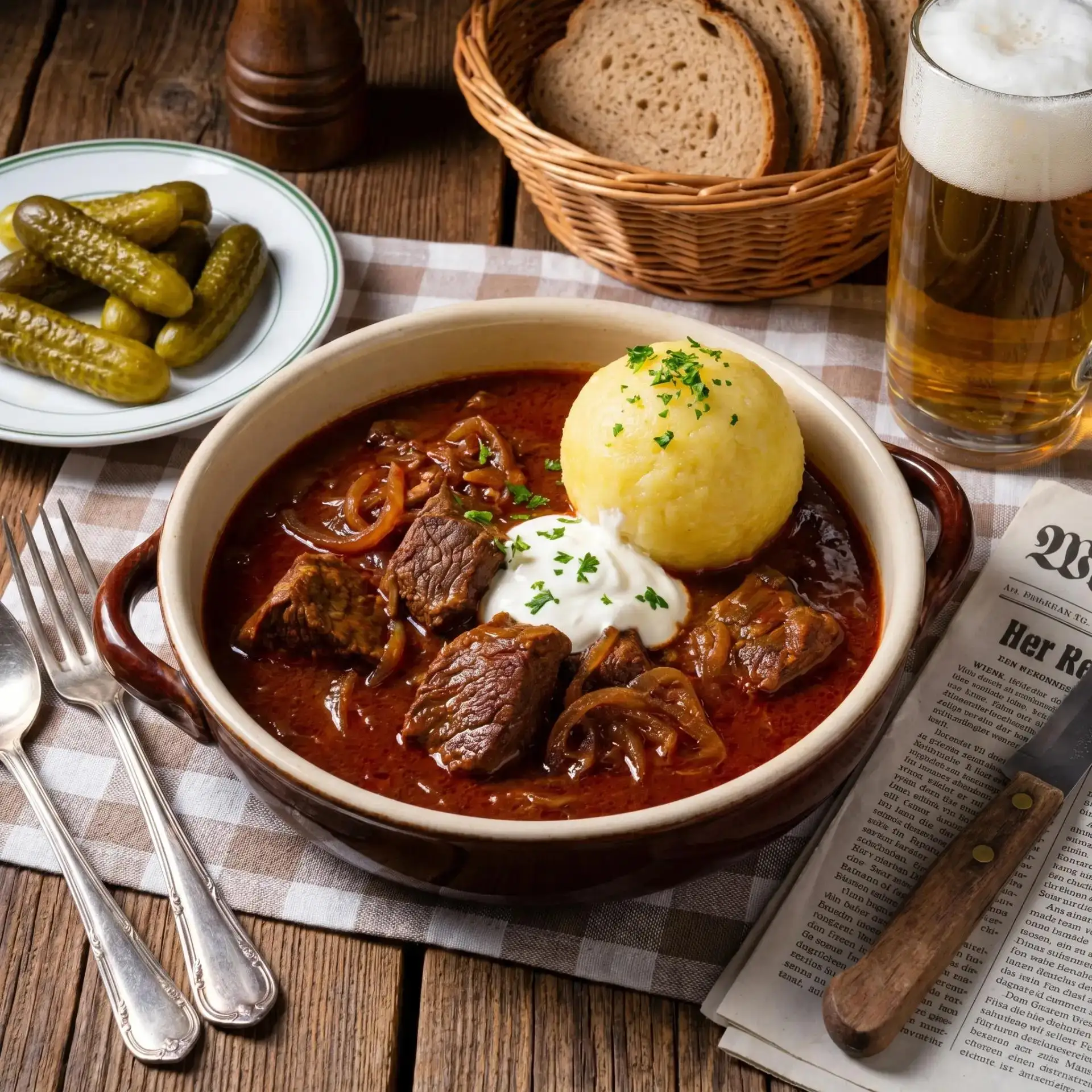 Венский гуляш 🥩🧅

Сытный мясной рецепт для уютного вечера!

Ингредиенты:

- говядина (мякоть) — 1 