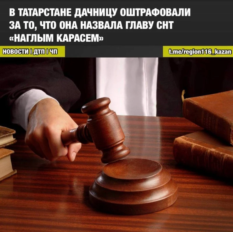 ⚖ ️ Суд оштрафовал дачницу за сравнение председателя СНТ с «наглым карасем»