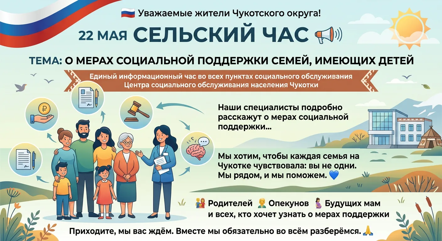 «Сельский час»: 22 мая на тему о мерах социальной поддержки семей, имеющих детей 👨‍👩‍...