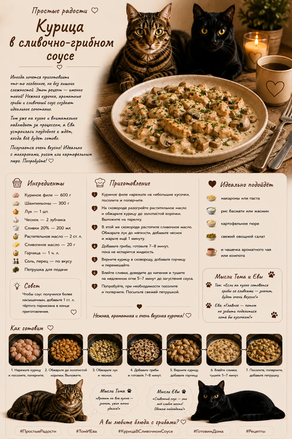 🍗 «Курица в сливочно-грибном соусе»