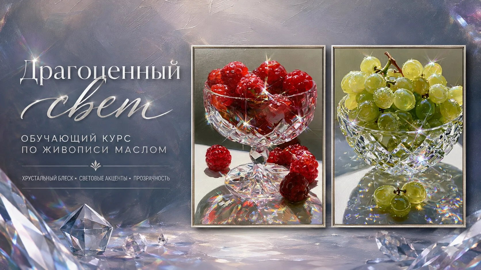 Научитесь писать хрусталь, прозрачные ягоды и сложные световые эффекты маслом