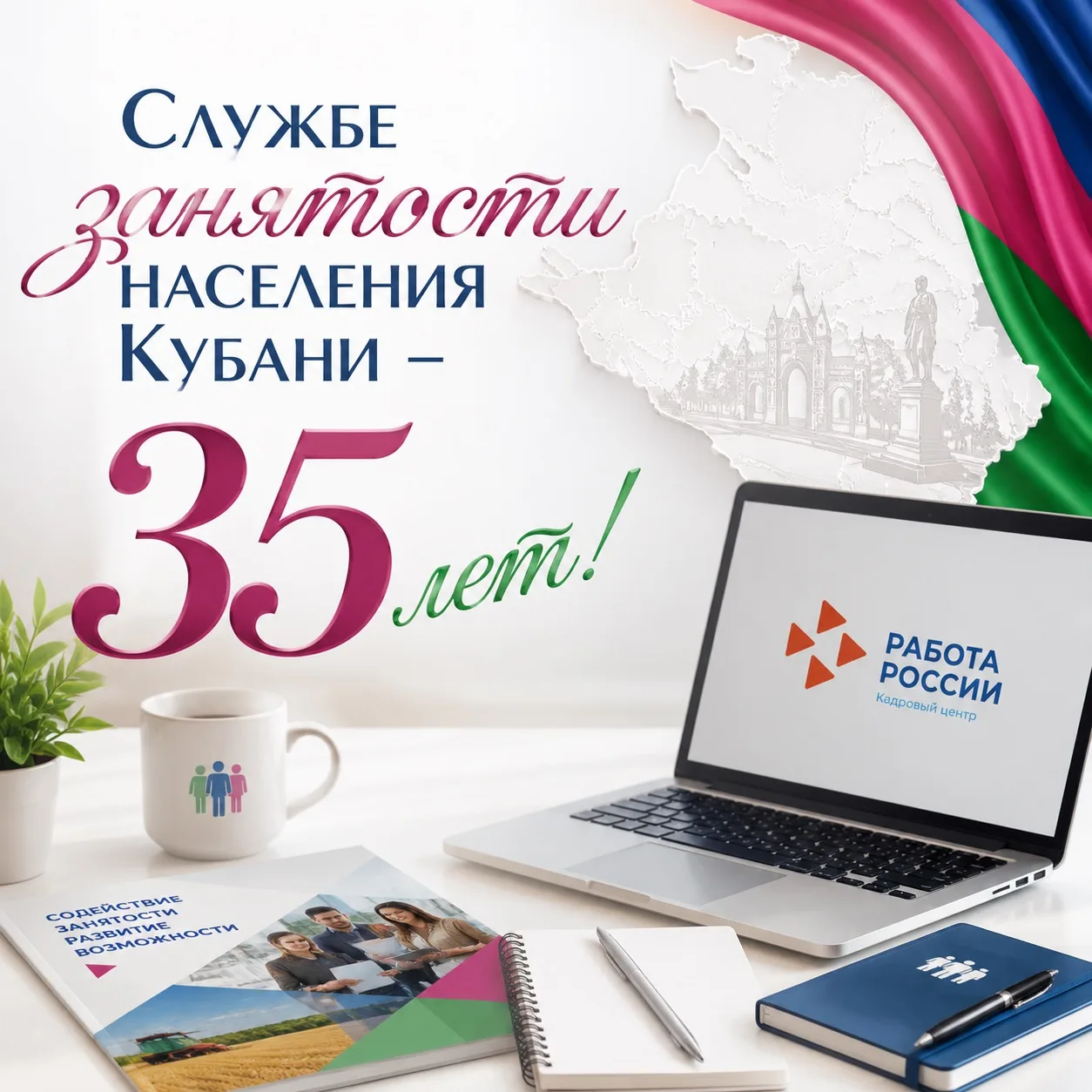 🎉 Поздравляю сотрудников службы занятости населения Кубани с 35-летием!