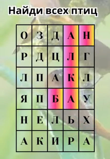 Нашли названия всех птиц?