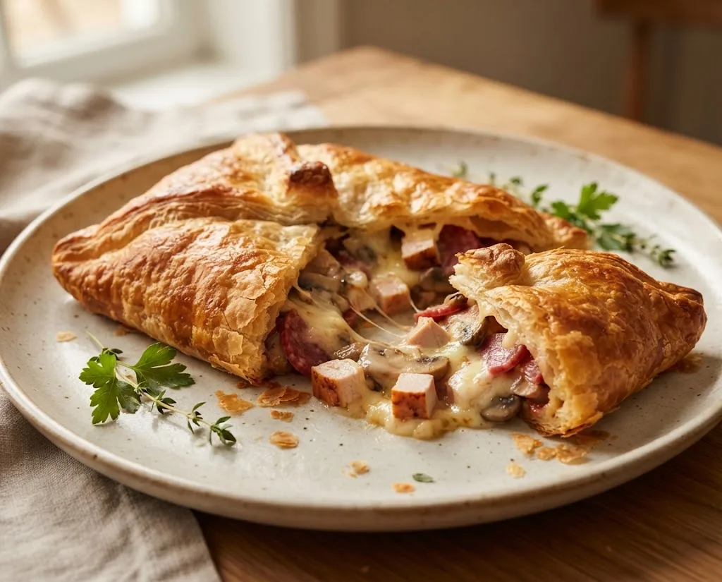 🥐 Хрустящий конверт с копчёностями — быстрый и очень сытный ужин! 😋