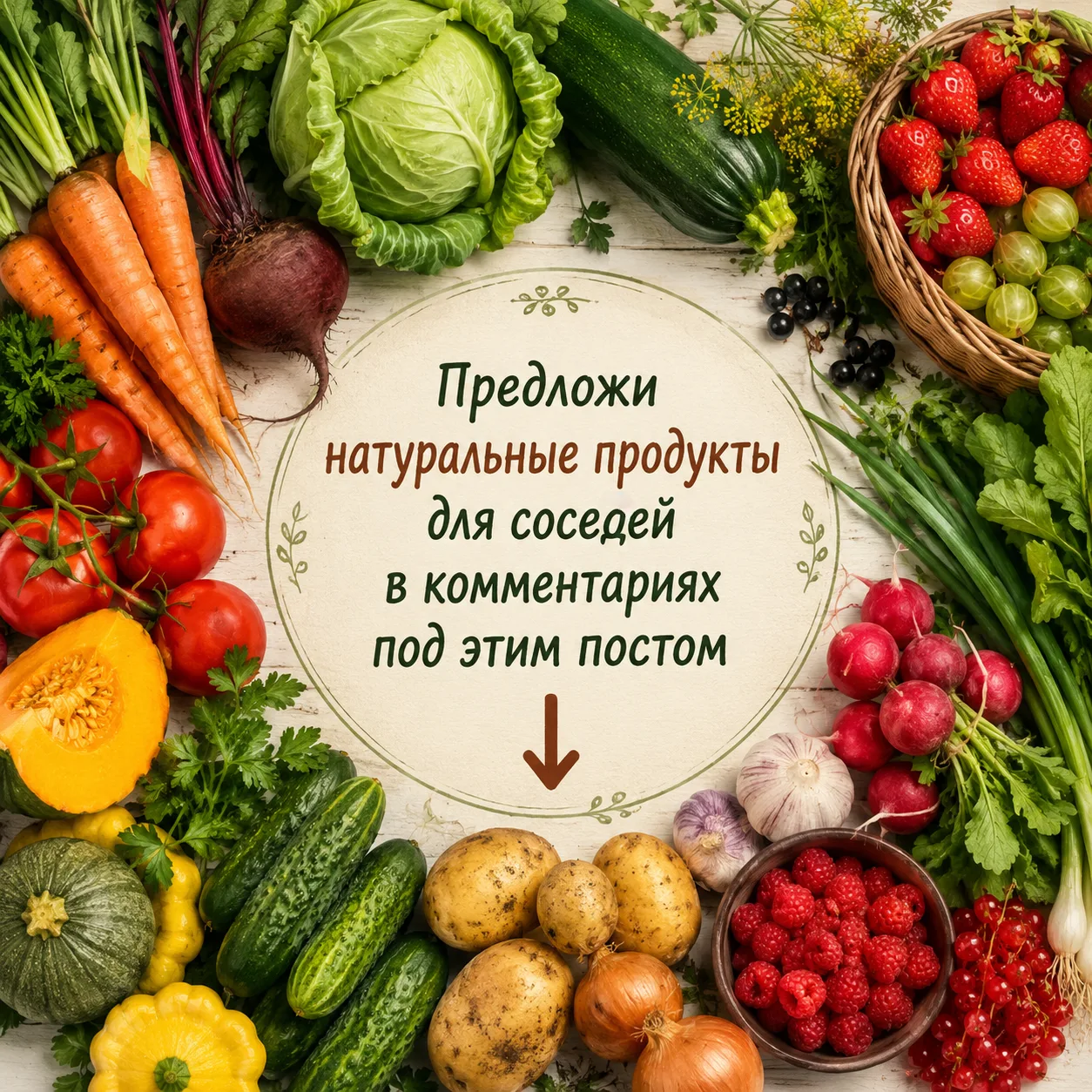 Есть излишки натуральных продуктов со своего участка: овощи, фрукты, ягода или зелень?