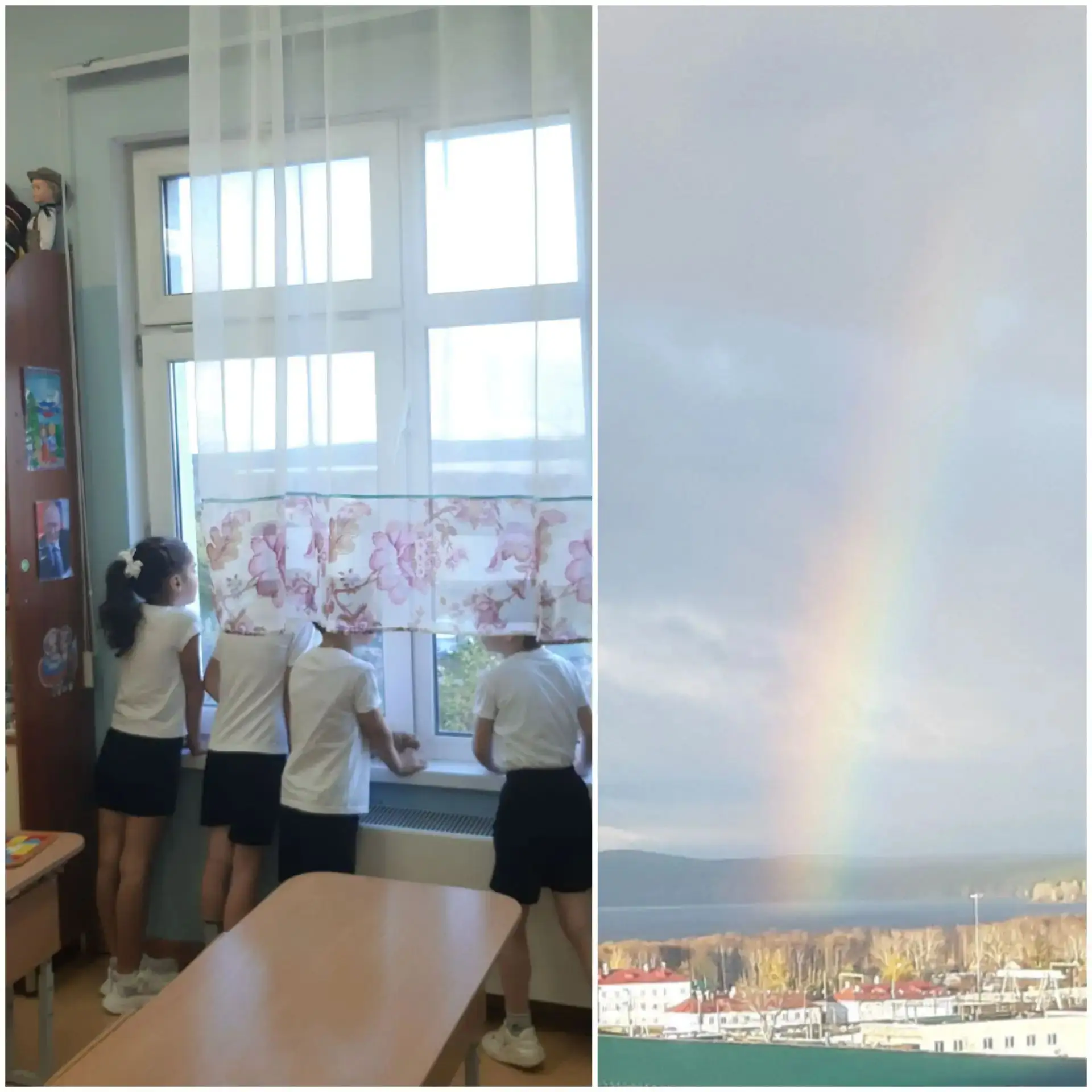 Внезапная радуга 🌈 за окном превратила утро в 12-й группе в научную экспедицию. Дети  ...