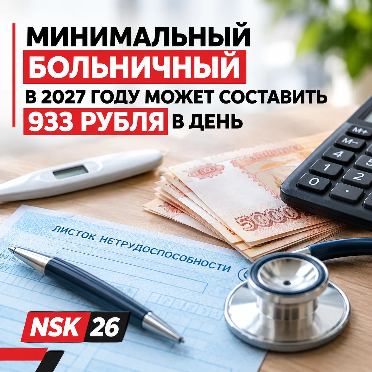 💳  Минимальный больничный в 2027 году может составить 933 рубля в день