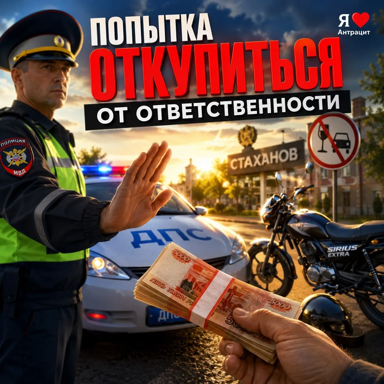 🛑 Житель Стаханова пытался «откупиться» от наказания за серьёзные нарушения ПДД