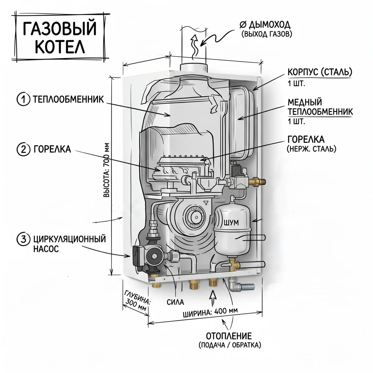 А из чего состоит газовый котел?