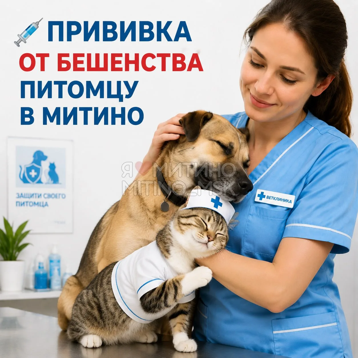 🦮 В пятницу (29 мая) можно будет сделать прививку от бешенства своему питомцу в Митино  ❗️Прививку м