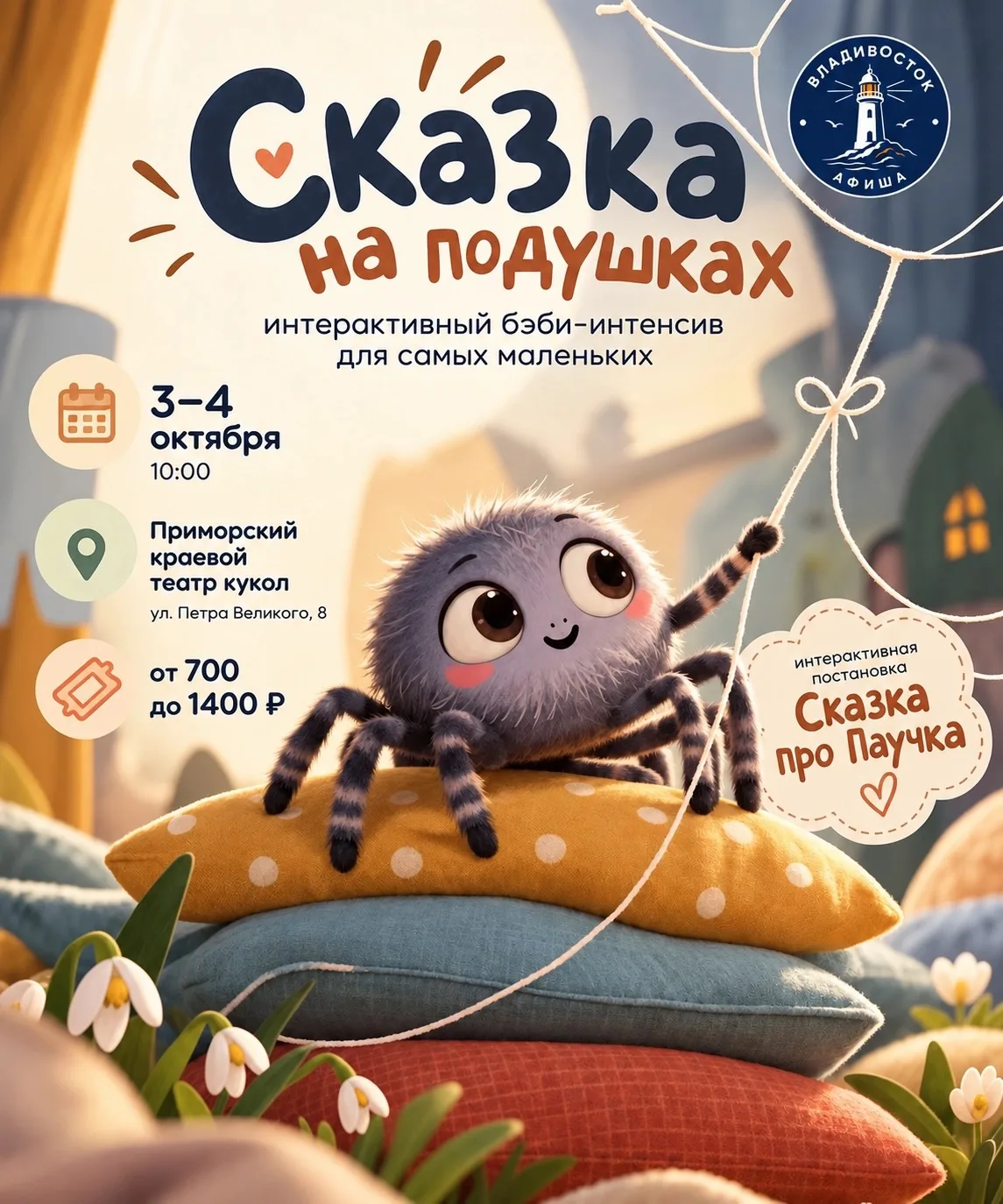 Сказка на подушках: интерактивный бэби-интенсив для самых маленьких во Владивостоке 🕷️
