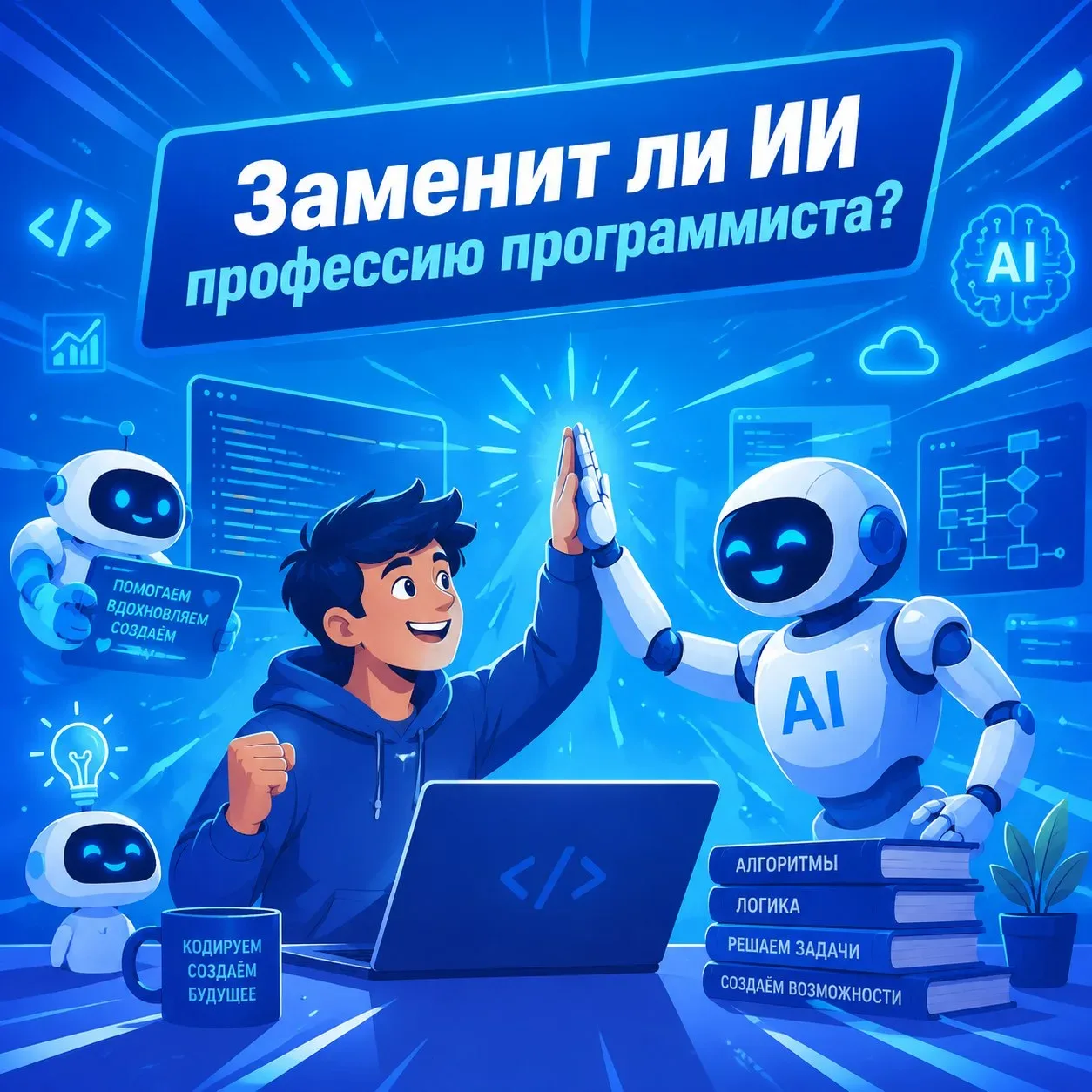 ЗАГЛЯНЕМ В БУДУЩЕЕ? ПРОГРАММИСТ ИЛИ ИИ? 🤖

2026 год. Нейросети уже пишут типовой код, предлагают ре