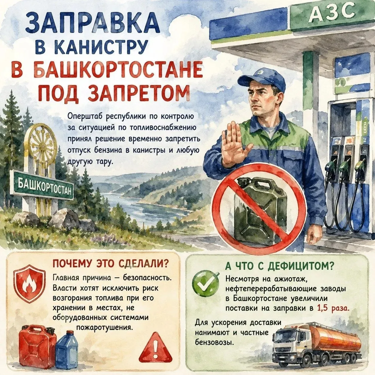 Заправка в канистру в Башкортостане под запретом
