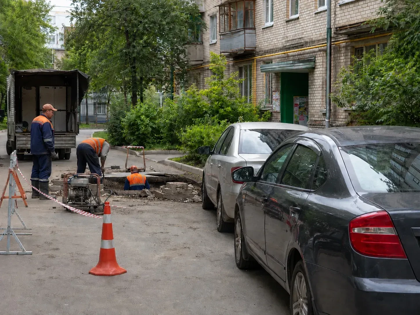 🚗 Курских водителей просят не оставлять машины в зоне ремонта на Павлуновского