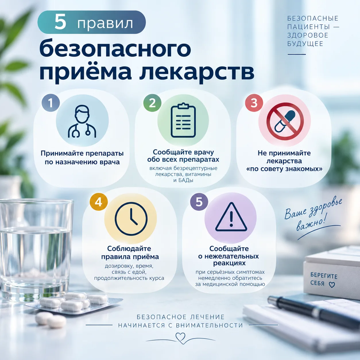 💊 5 правил безопасного приёма лекарственных препаратов