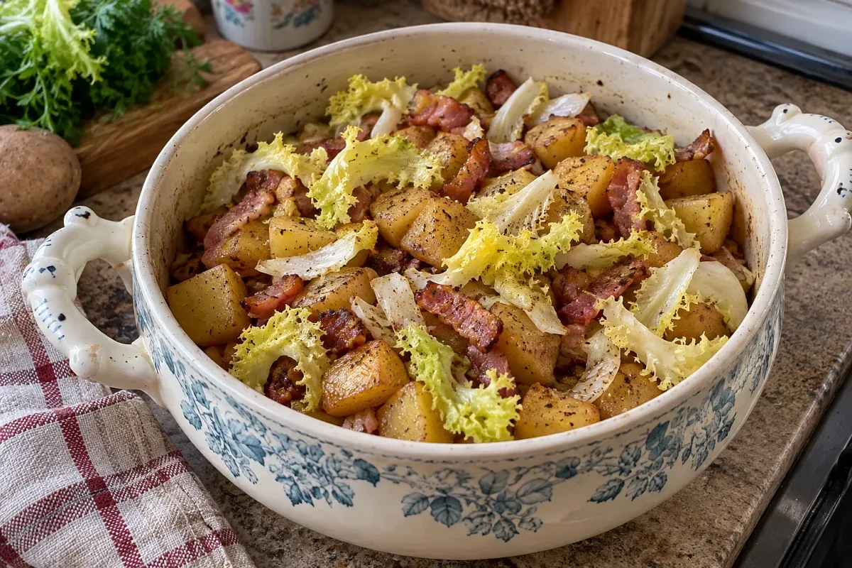 Теплый французский салат с картофелем по-арденнски