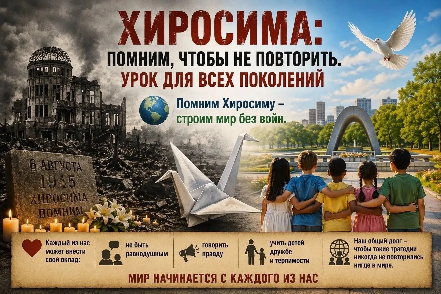 🔥 ХИРОСИМА: ПОМНИМ, ЧТОБЫ НЕ ПОВТОРИТЬ. УРОК ДЛЯ ВСЕХ ПОКОЛЕНИЙ