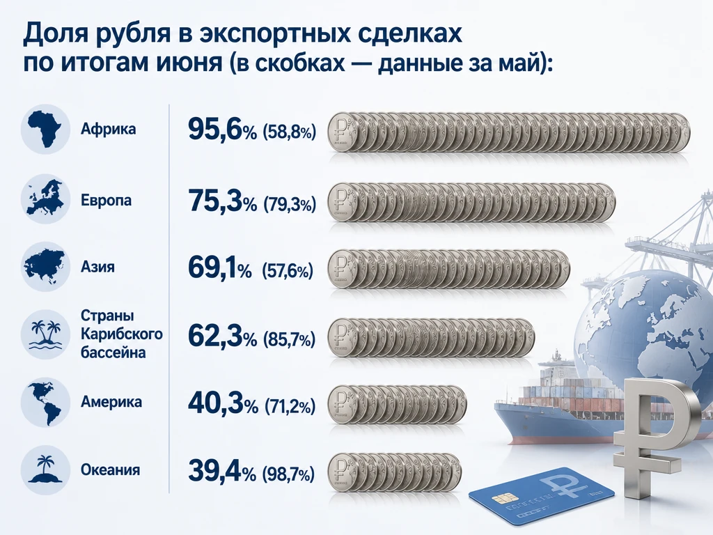 Доля рубля в экспортных расчётах достигла рекорда