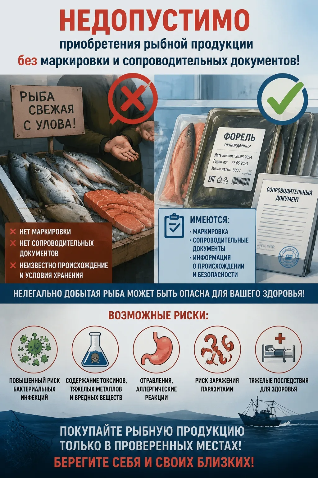 Администрация Нягани напоминает: не покупайте рыбную продукцию без маркировки и докумен...