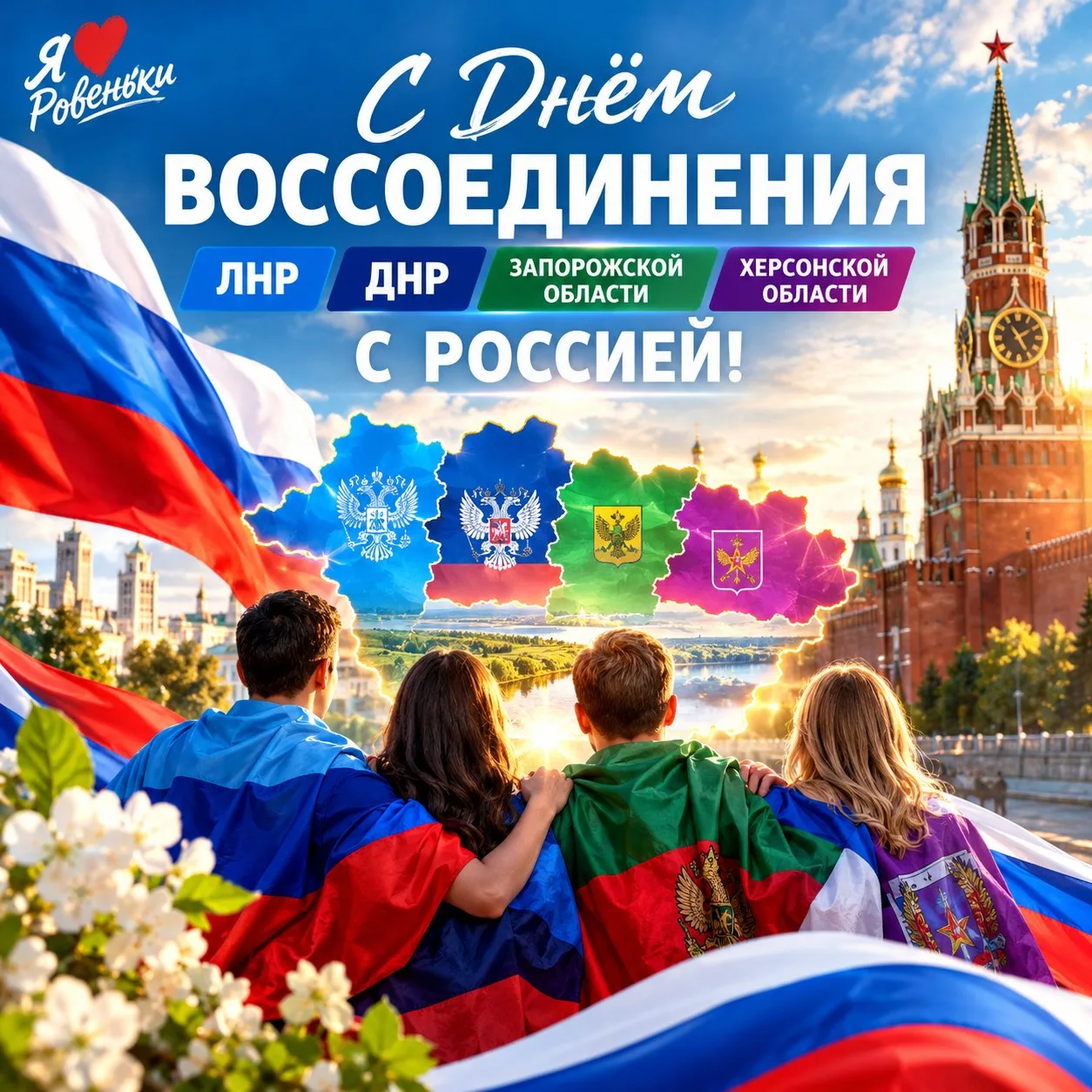 🎉 С Днём воссоединения ЛНР, ДНР, Запорожской и Херсонской областей с Россией! 🇷🇺🤝