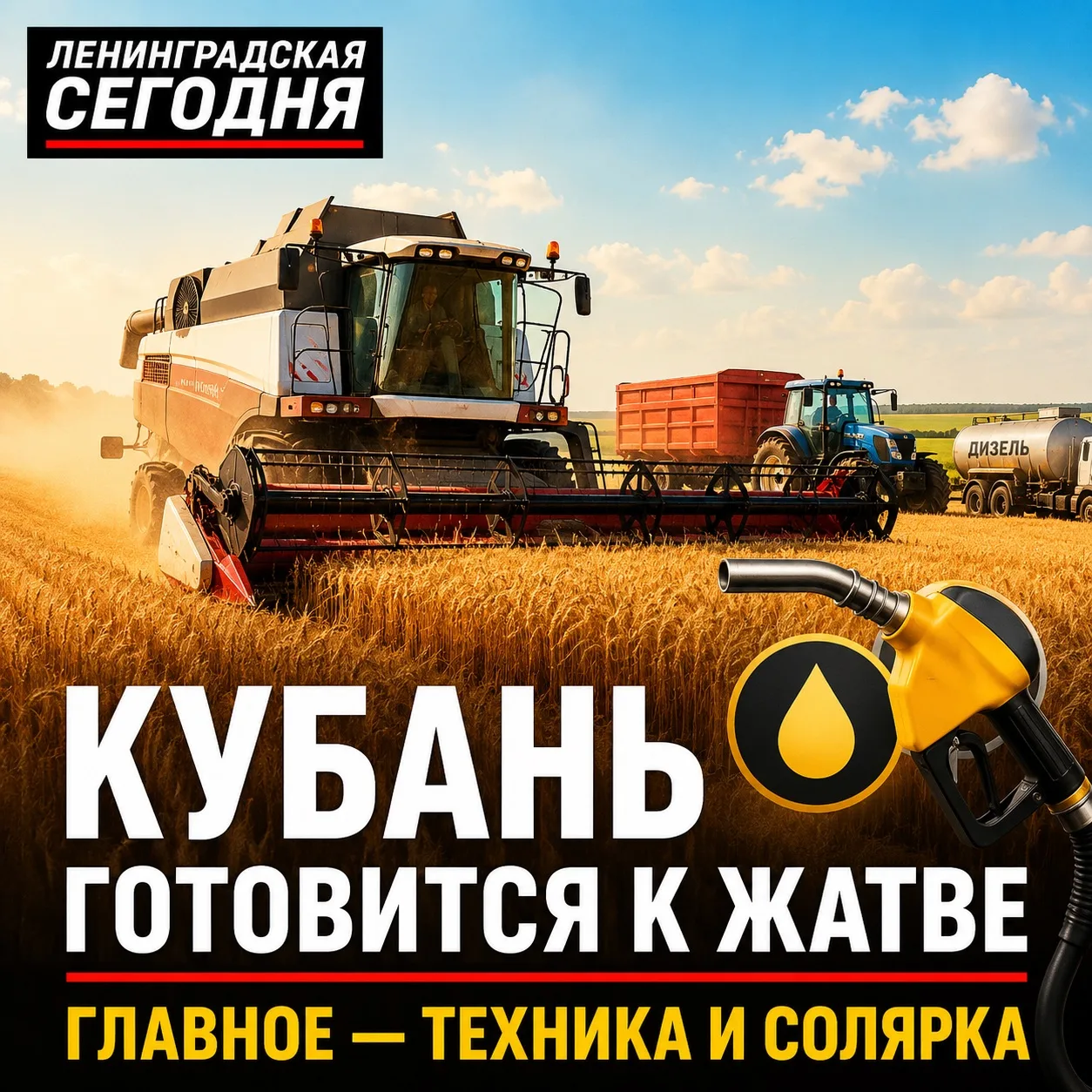 🌾 Кубань готовится к жатве: главное — техника и солярка

На Кубани готовятся к уборке урожая. В пол