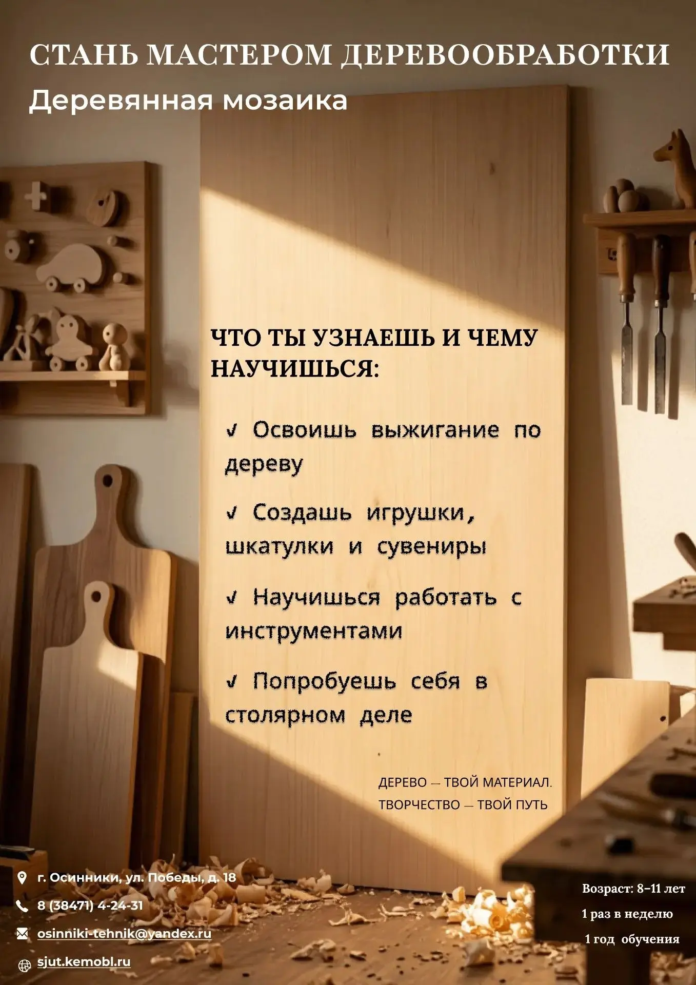 Деревянная мозаика
🔥 Сделай поделку своими руками!
 
Хочешь научиться работать с деревом и создават
