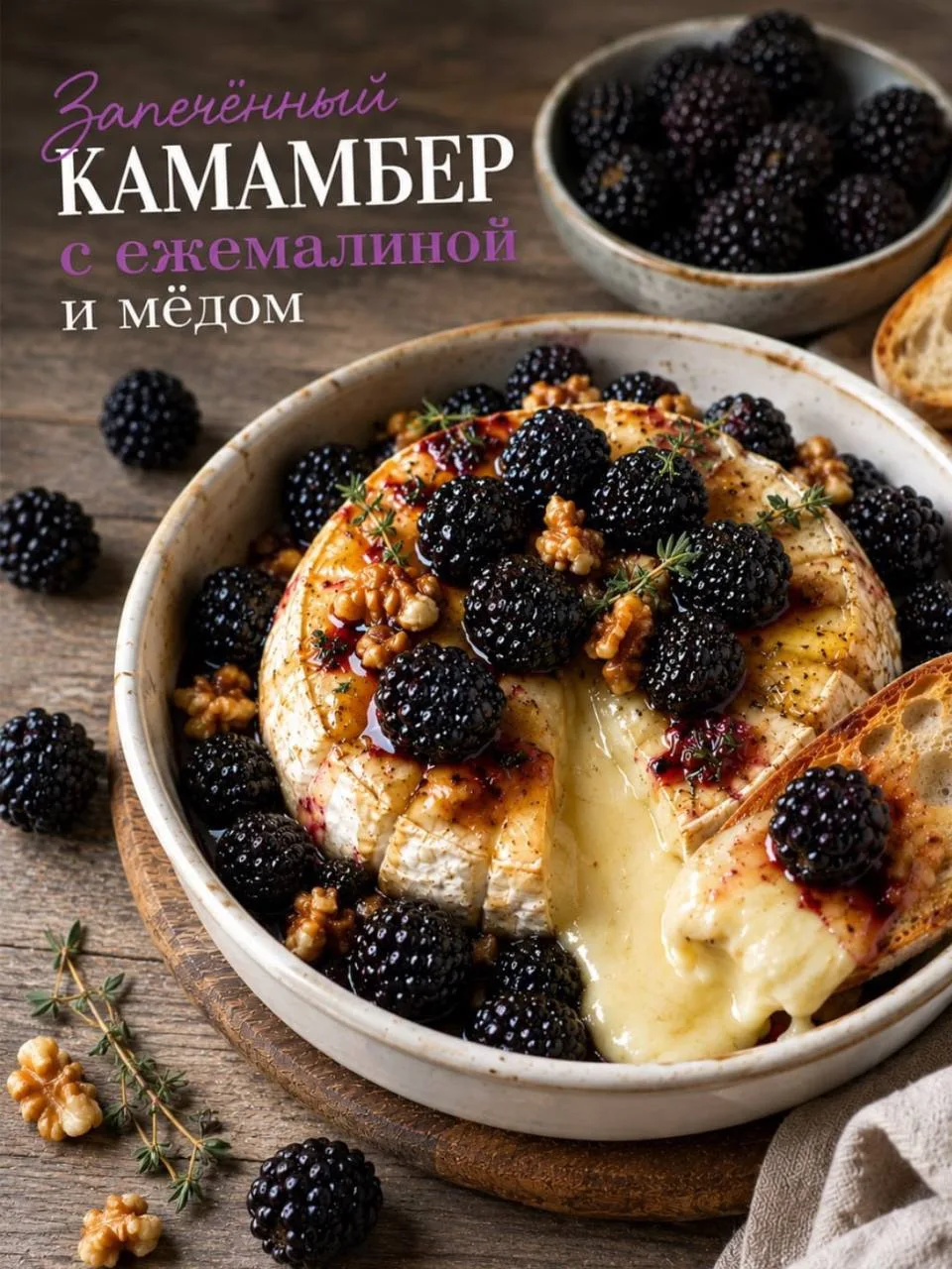🧀 Запечённый камамбер с ежемалиной и мёдом

Идеальная закуска для летнего вечера, которая готовится