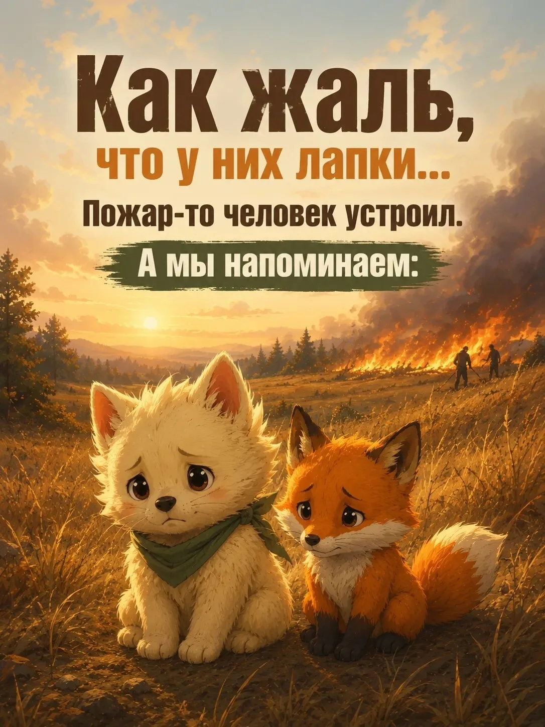 🦊  Лисички взяли спички... А дальше вы помните.
Но если в сказке всё закончилось хорошо, то в жизни
