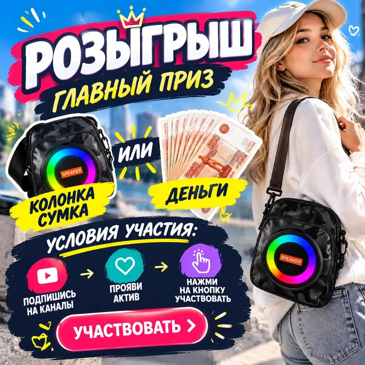 6 мест на розыгрыш колонки сумки или же победитель может забрать деньгами 🔥