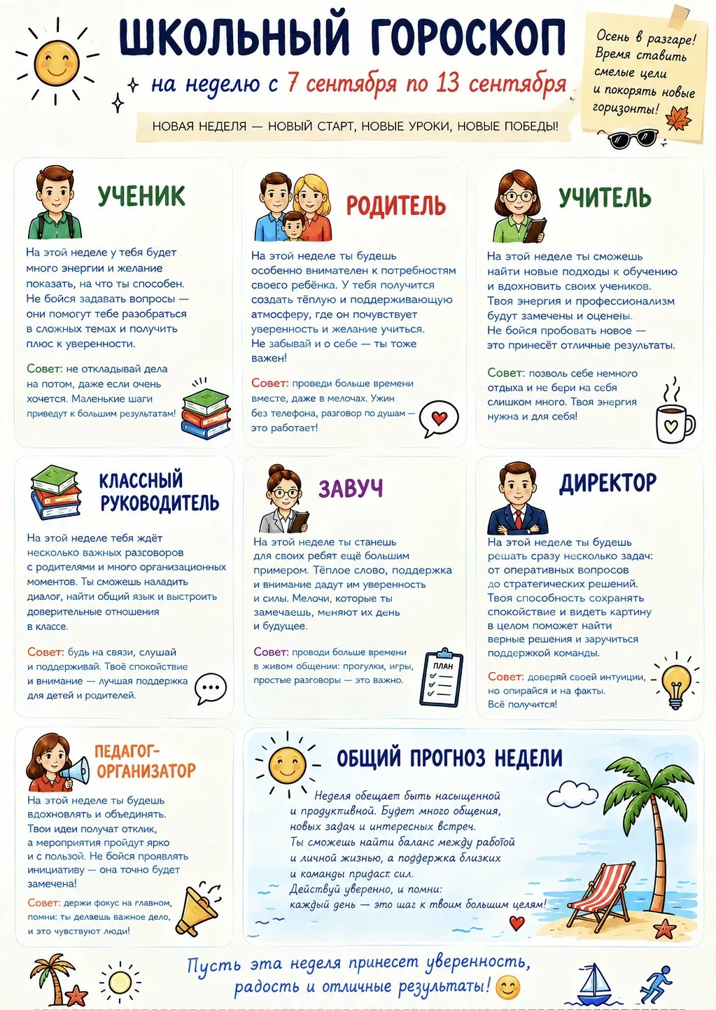 🔮 Школьный гороскоп на неделю - с 7 по 13 сентября