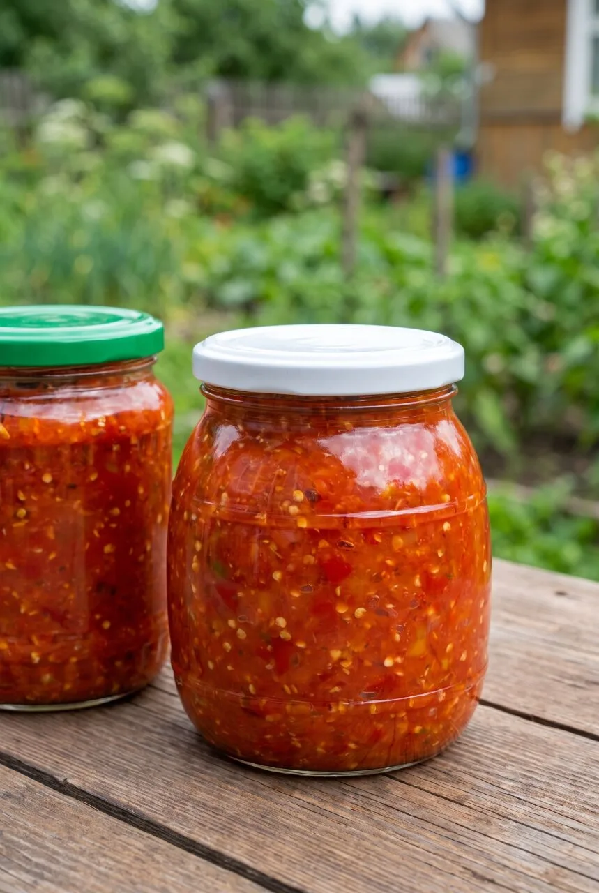 У этой аджики бойкий характер, но острота не забивает сочный томатный вкус и сладость п...